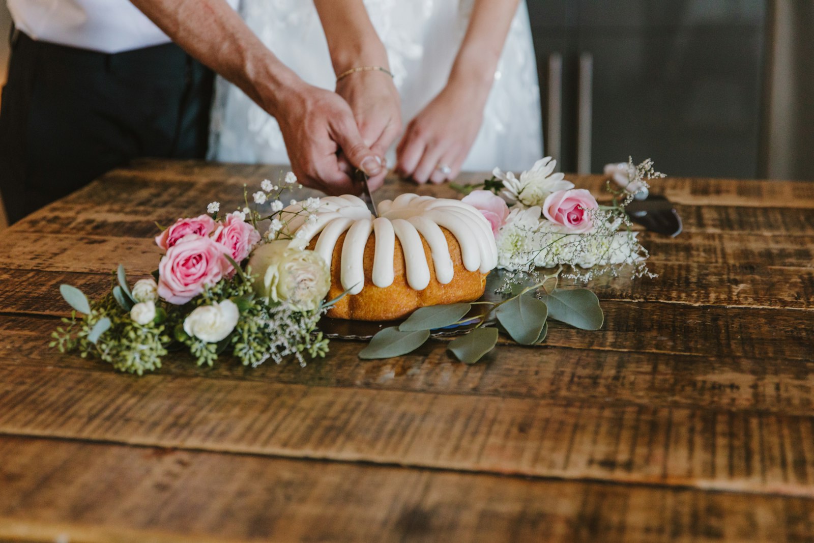 Cutting the cake, Karen